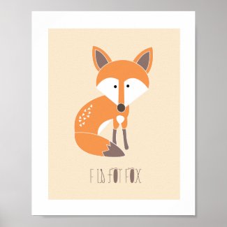 Woodland Friends - F is for Fox Art Print