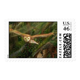 Woodland Green: Barn Owl in Flight stamp stamp