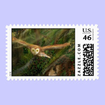 Woodland Green: Barn Owl in Flight stamp stamps