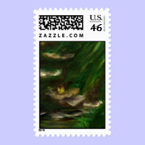 Woodland Green - Curving stamps