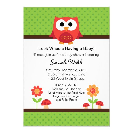Woodland Owl Baby Shower Invitation
