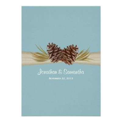 Woodland Pines Blue Wedding Invitations