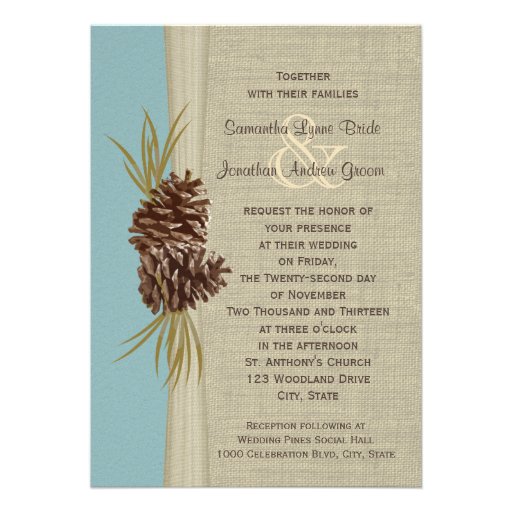 Woodland Pines Blue Wedding Invitations
