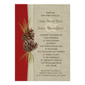 Woodland Pines Red Wedding Personalized Invite