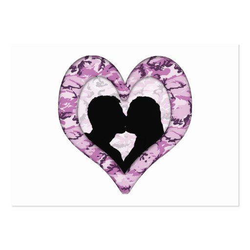 Woodland Pink/Purple Camouflage - Kissing Couple Business Cards (front side)