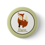 Woodland Red Fox NAME TAG Custom Button