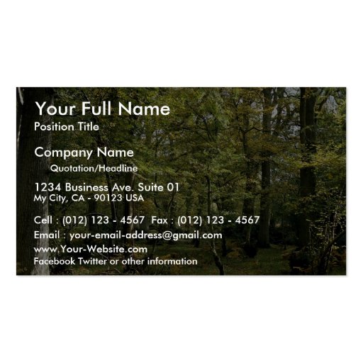 Woodland scene from the Forest Business Card Templates