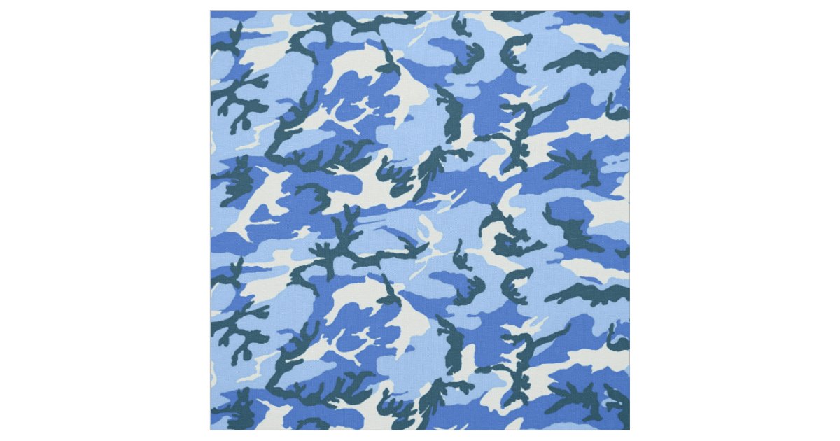 Woodland Sky Blue Camouflage Fabric Zazzle
