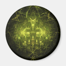 Woodland Spirit. Green & Black Fractal. Fridge Magnets