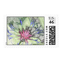 Woodland star flower postage stamp