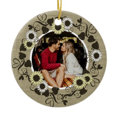 Woodland Sunflower Photo Christmas Tree Ornaments