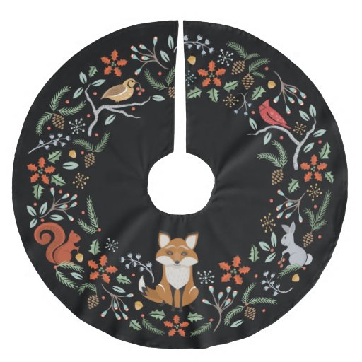 woodland wreath christmas tree skirt black zazzle woodland wreath christmas tree skirt black zazzle