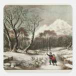 Woodlands in Winter Square Sticker