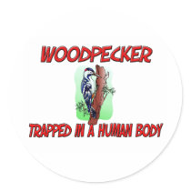 Woodpecker trapped in a human body stickers