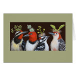 Woodpeckers on Green Hat night card