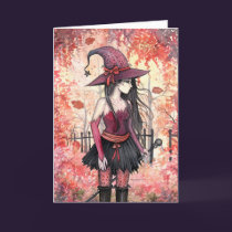 Woods of Autumn Witch Greeting Card cards