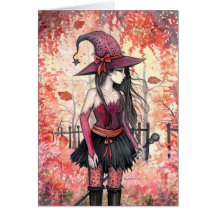 Woods of Autumn Witch Greeting Card