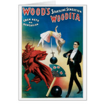 Wood's ~ Woodita Magician Vintage Magic Act Greeting Cards