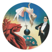 Wood's ~ Woodita Magician Vintage Magic Act Round Stickers
