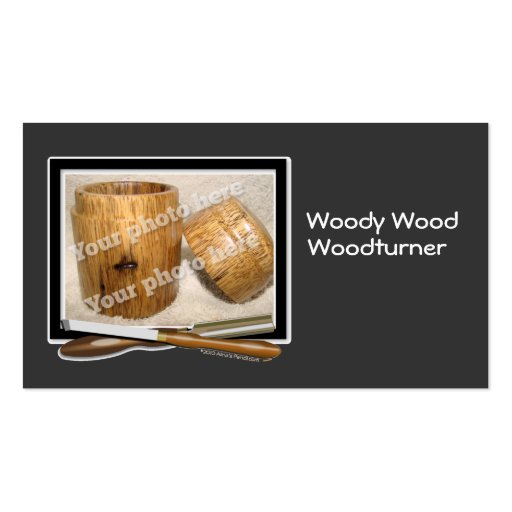 Woodturner Tools Custom Photo Black White Template Business Cards (front side)