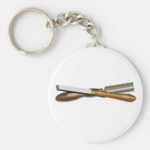 Woodturning Tools Crossed Roughing Gouge and Skew Keychains