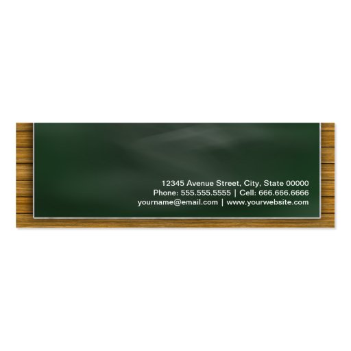 Woodworker - Cool Blackboard Personal Business Card Templates (back side)