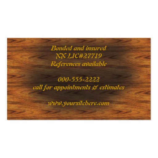 woodworking business card (back side)