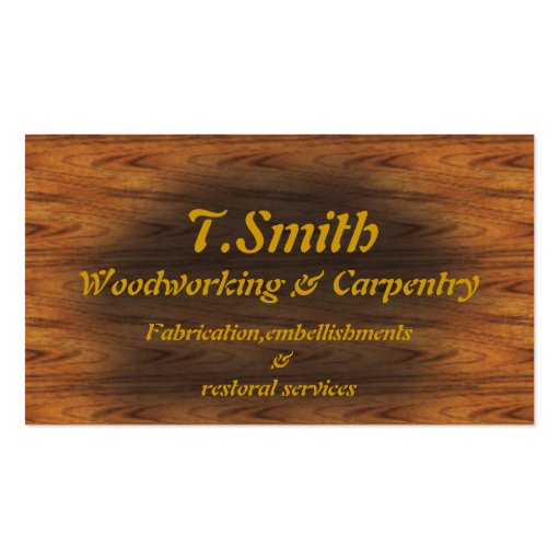 woodworking business card (front side)