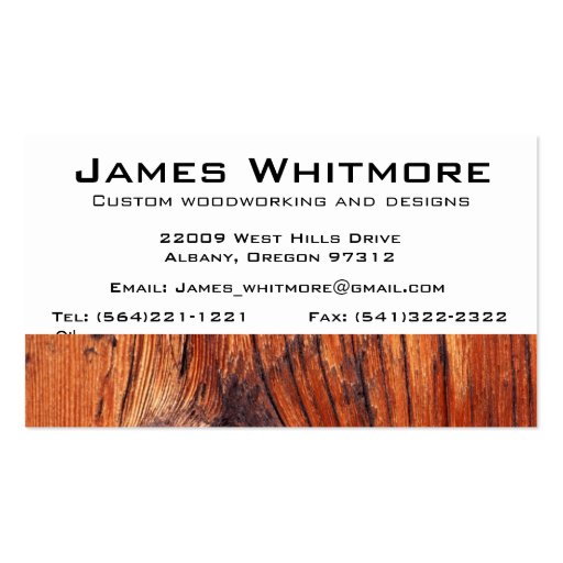 Woodworking Business Cards (front side)