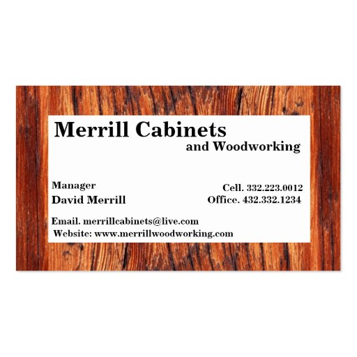 Woodworking/cabinets Business Card (front side)