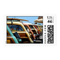 Woody cars, lined up stamp