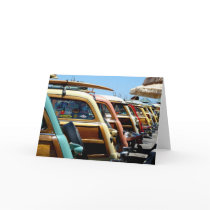 Woody cars on the wharf at Santa Cruz Card