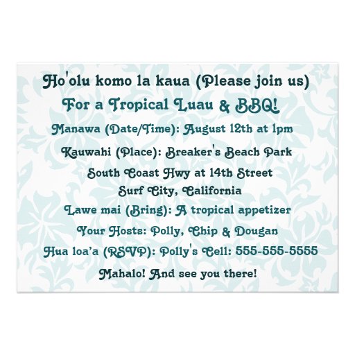 Woody Wave Luau Invitations