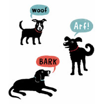 Woof Bark Arf Woooo t-shirts by jennsdoodleworld Woof Bark Arf Woooo t-shirts