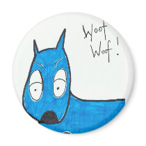 woof woof Round Fridge Magnet