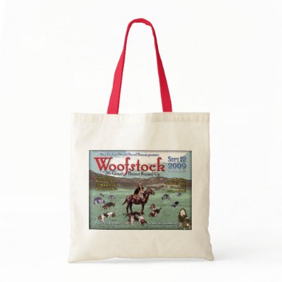 woofstock tote canvas bags by RockingHorseGraphics