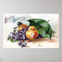 Wooing Chicks and Violets Vintage Easter Posters
