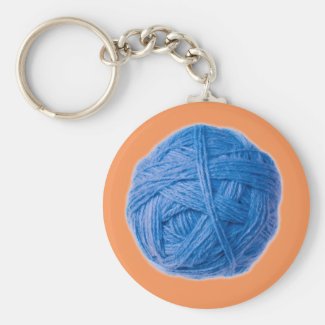 wool ball basic round button keychain