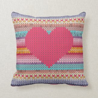 Woollen rainbow heart valentine faux embroidery throw pillow