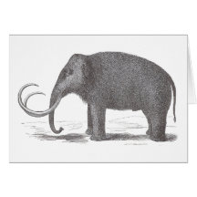 Woolly Mammoth Extinct Mastodon Antique Print Greeting Cards