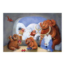 Woolly Mammoth Family in Ice Ae posters