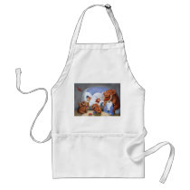 artsprojekt, mammoth, baby mammoth, baby mammoths, prehistoric animal, cave man, ice age, snow fight, snow, winter, cave men, woolly mammoth, children illustration, for kids, Apron with custom graphic design