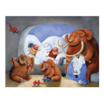 Woolly Mammoth Family in Ice Age postcards