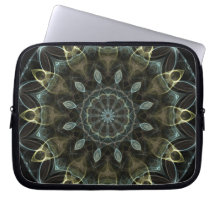 Wooly Green and Blue royal Kaleidoscope Laptop Computer Sleeves
