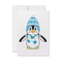 Wooly Hat Penguin RSVP Card Custom Invites
