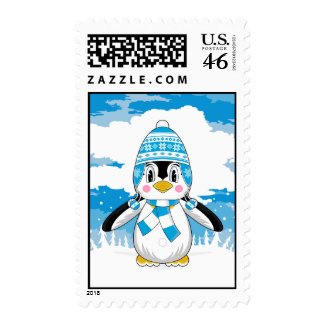 Wooly Hat Penguin Stamp stamp
