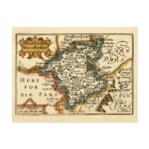 Worcestershire County Map, England postcards
