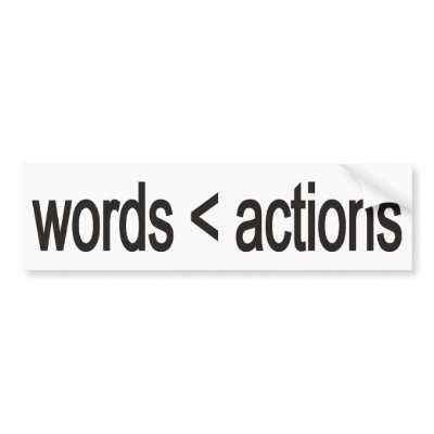 word < actions bumper stickers by 2plus2equals5