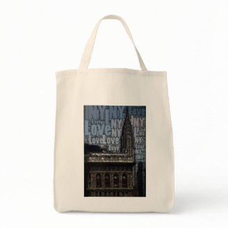 Word Art: Chrysler Building, I Love NY Bag
