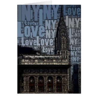 Word Art: Chrysler Building, I Love NY Card